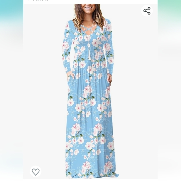 Lilbetter Dresses & Skirts - NWOT LILBETTER BLUE FLORAL MAXIDRESS WITH POCKETS SIZE LARGE